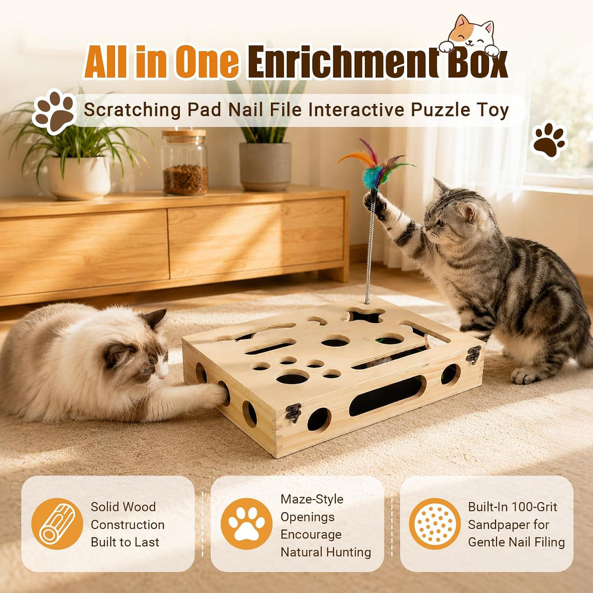 Enrich & Care Wooden Cat Play Station