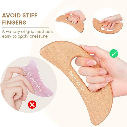 Wooden scraping therapy tools Half-Moon Gua Sha Board for Body - Anti Cellulite Slimming Massage Tool & Body Scraping Therapy