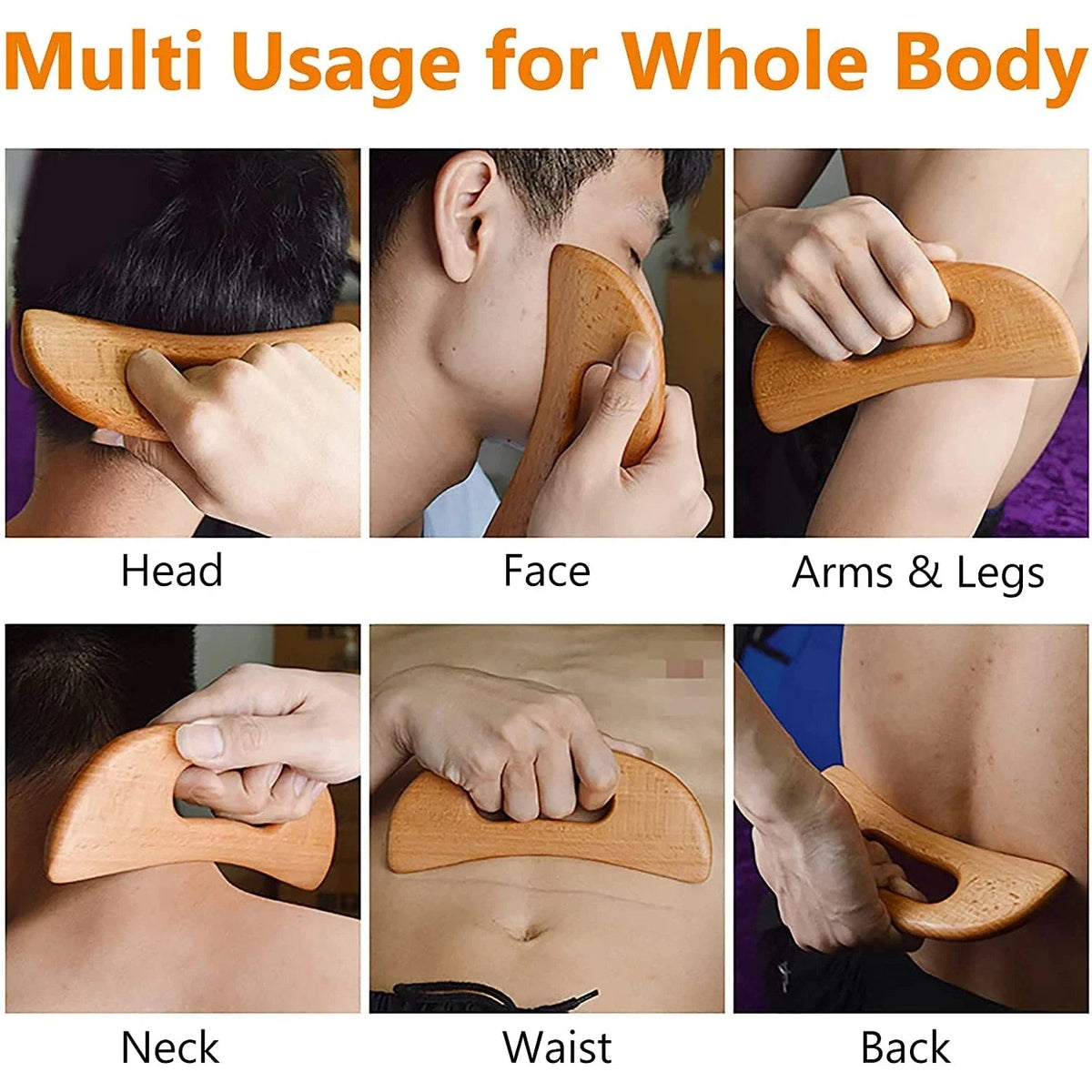 Wooden scraping therapy tools Half - Moon Gua Sha Board for Body - Anti Cellulite Slimming Massage Tool & Body Scraping Therapy - Kavirae