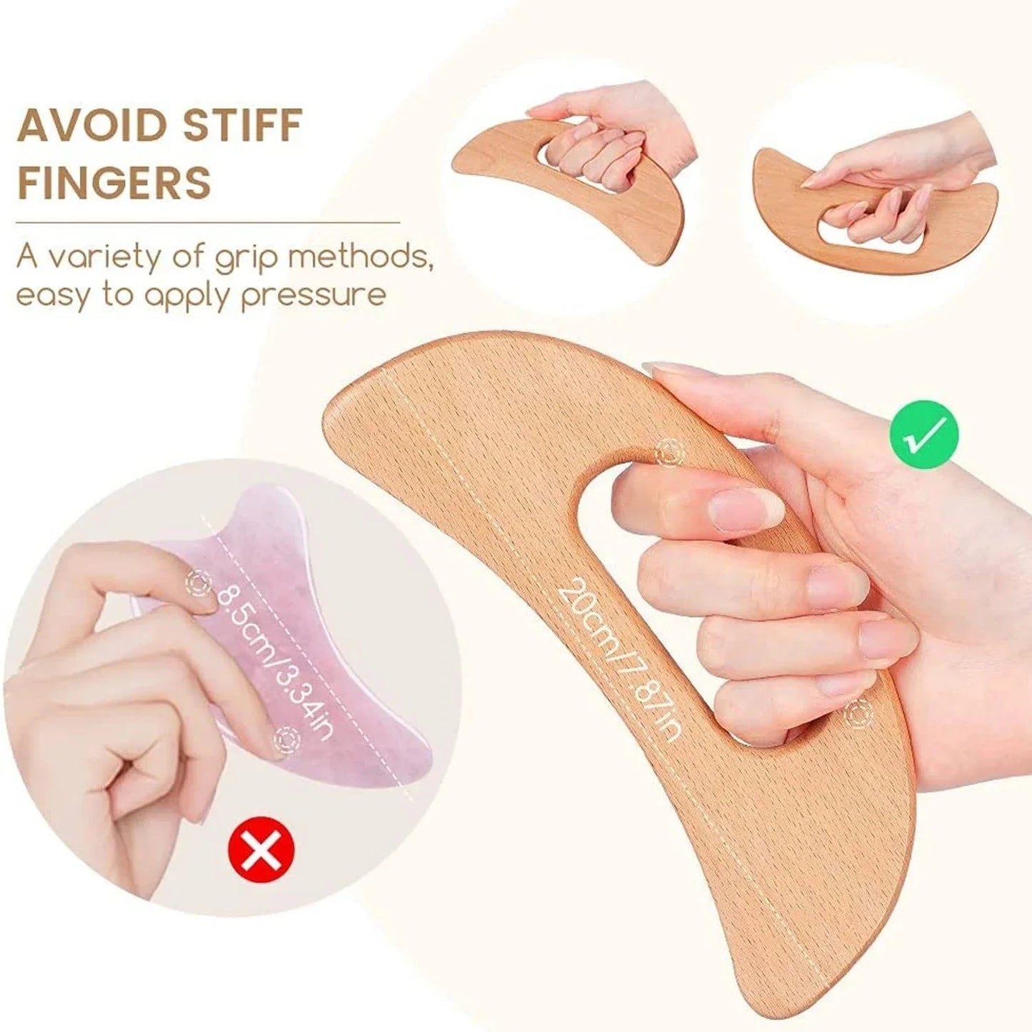 Wooden scraping therapy tools Half - Moon Gua Sha Board for Body - Anti Cellulite Slimming Massage Tool & Body Scraping Therapy - Kavirae
